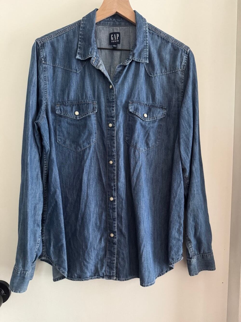 GAP long sleeved western denim shirt - xl tall